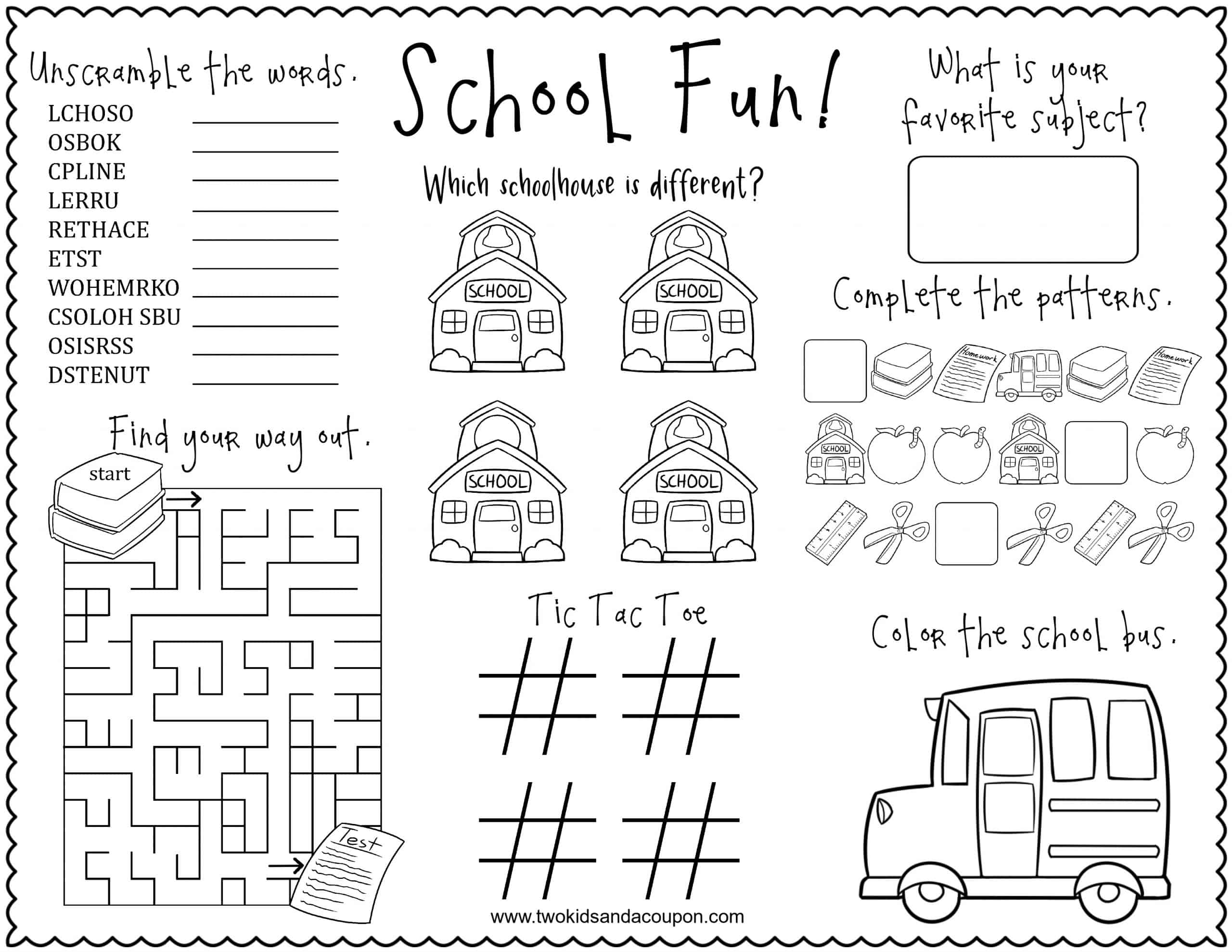 Engaging Back To School Activity Sheets featuring games and puzzles for kids