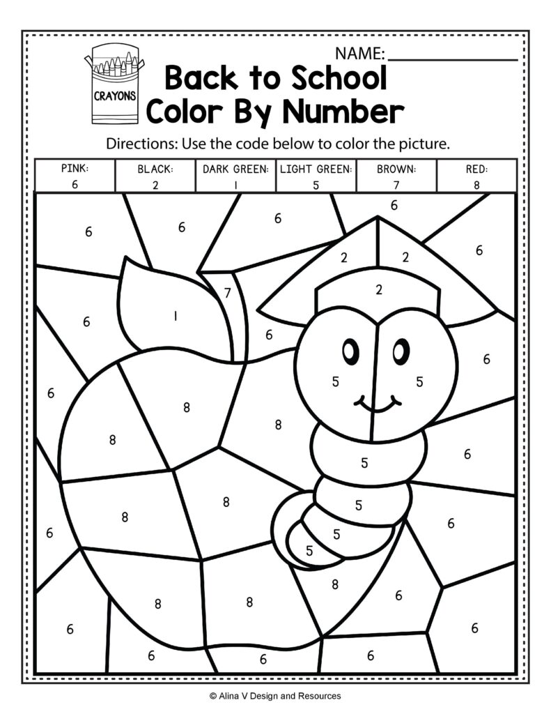 Back To School Color By Number Math Worksheets and activities for ...