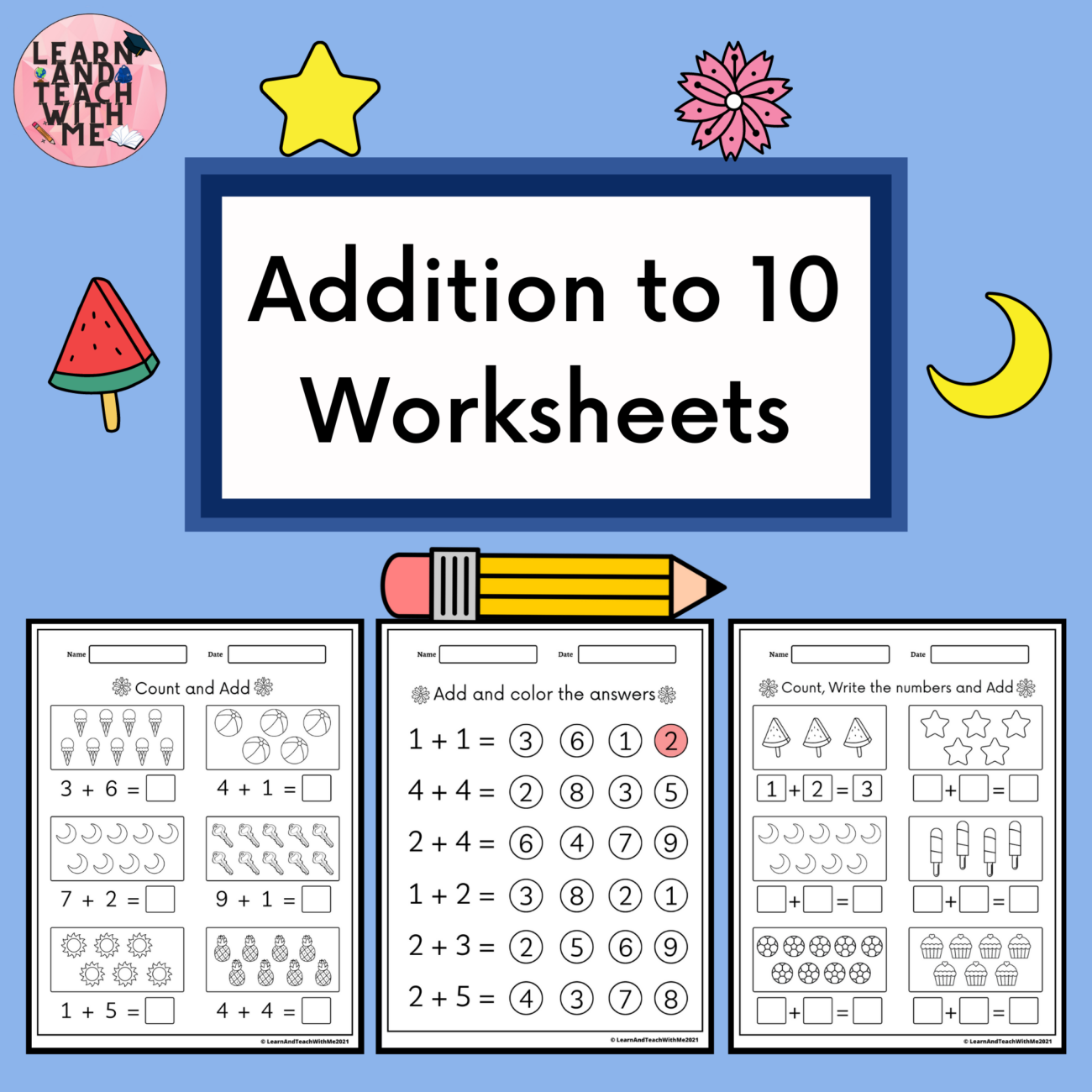 Beginner Addition Worksheets For Kindergarten 1-10 - Addition Worksheets 1-10 - Made By Teachers