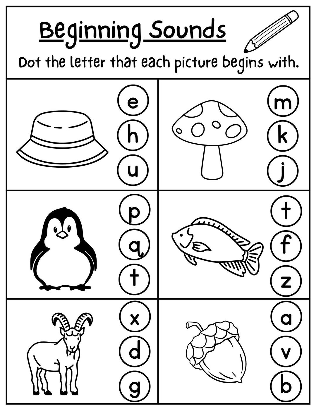 Beginning Sounds A-Z Worksheets - Beginning Sound Worksheets, Alphabet Worksheet, Letter Sounds Worksheet ...