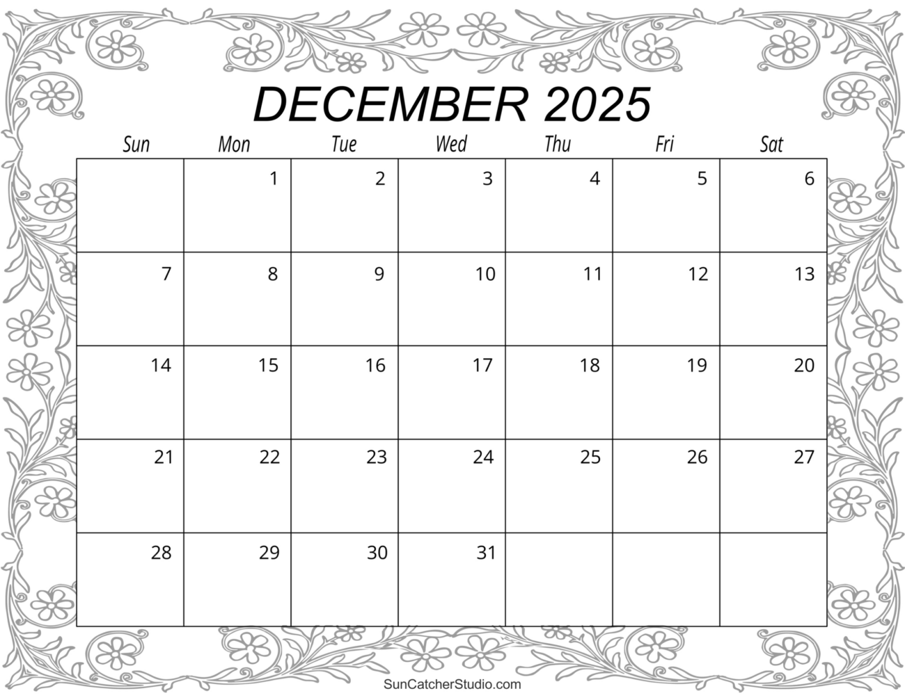 Blank Calendar Printable December 2025 - December 2025 Printable Calender | Wiki Calendar