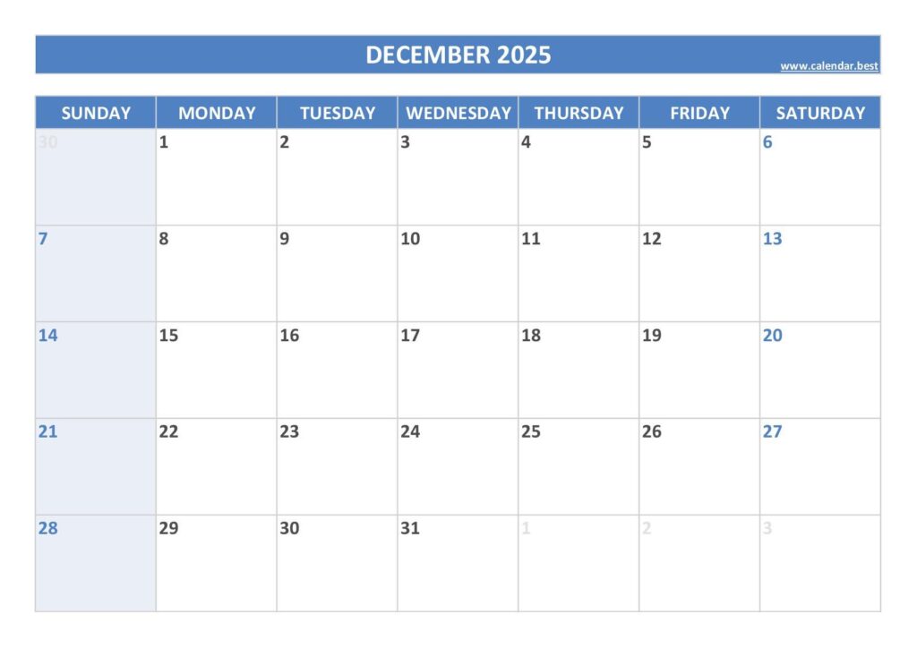 Blank December Calendar 2025 Printable – Blank December 2025 Printable Blank December Calendar 2025 Printable - Free printable Blank December 2025 Printable with empty date boxes for easy scheduli