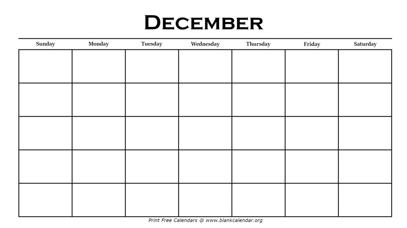Blank December Calendar To Print - December Blank Printable Calendar - King Printables