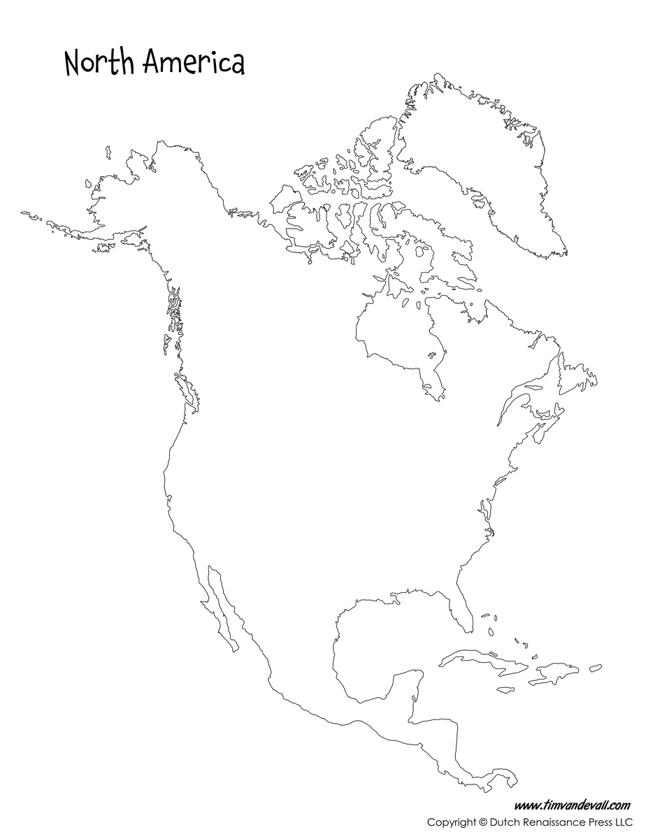Blank North America Outline Map - Printable North America Map Outline