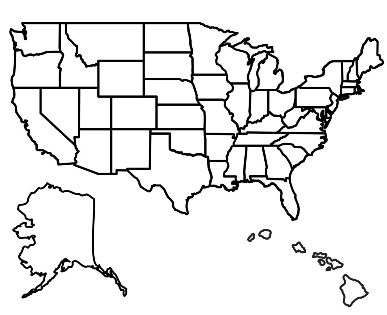 Blank Printable Map Of The United States - Free Printable Blank Map of the United States Worksheets - Worksheets ...