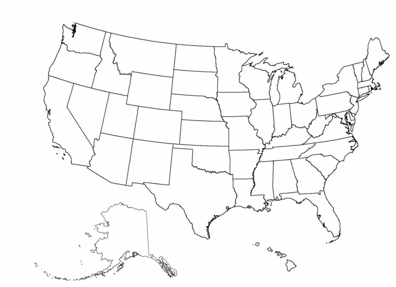 Blank Us Map Printable Free - Printable Us Blank Map - Easy Printable Templates