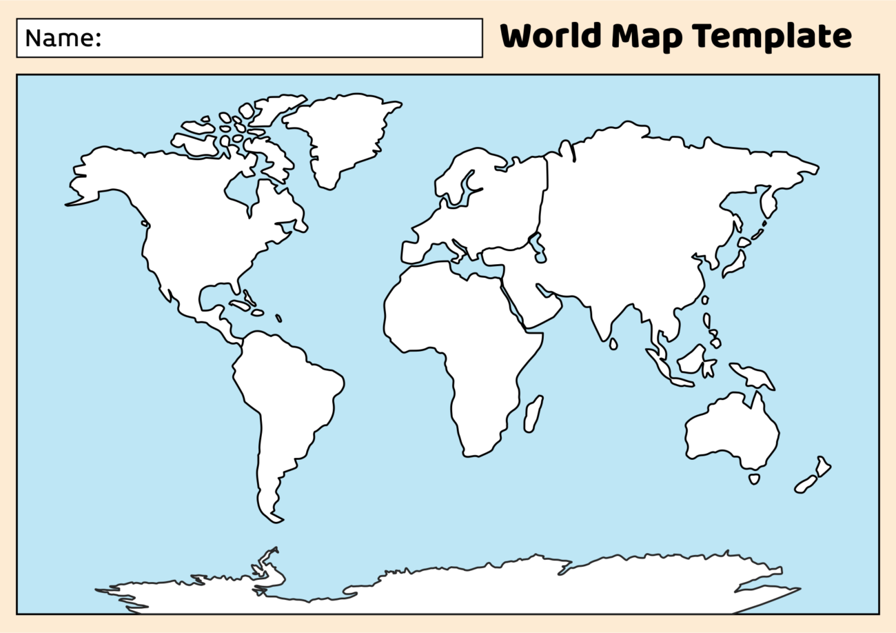 Blank World Map For Students - Download and print World Maps For Students Printable (Free PDF)