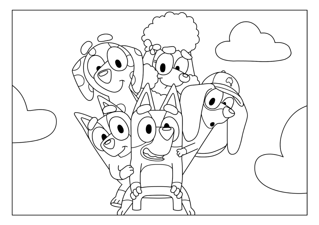 Bluey Coloring Pages Free Printable - Coloring page featuring and friends, perfect for Coloring Pages Free Printable