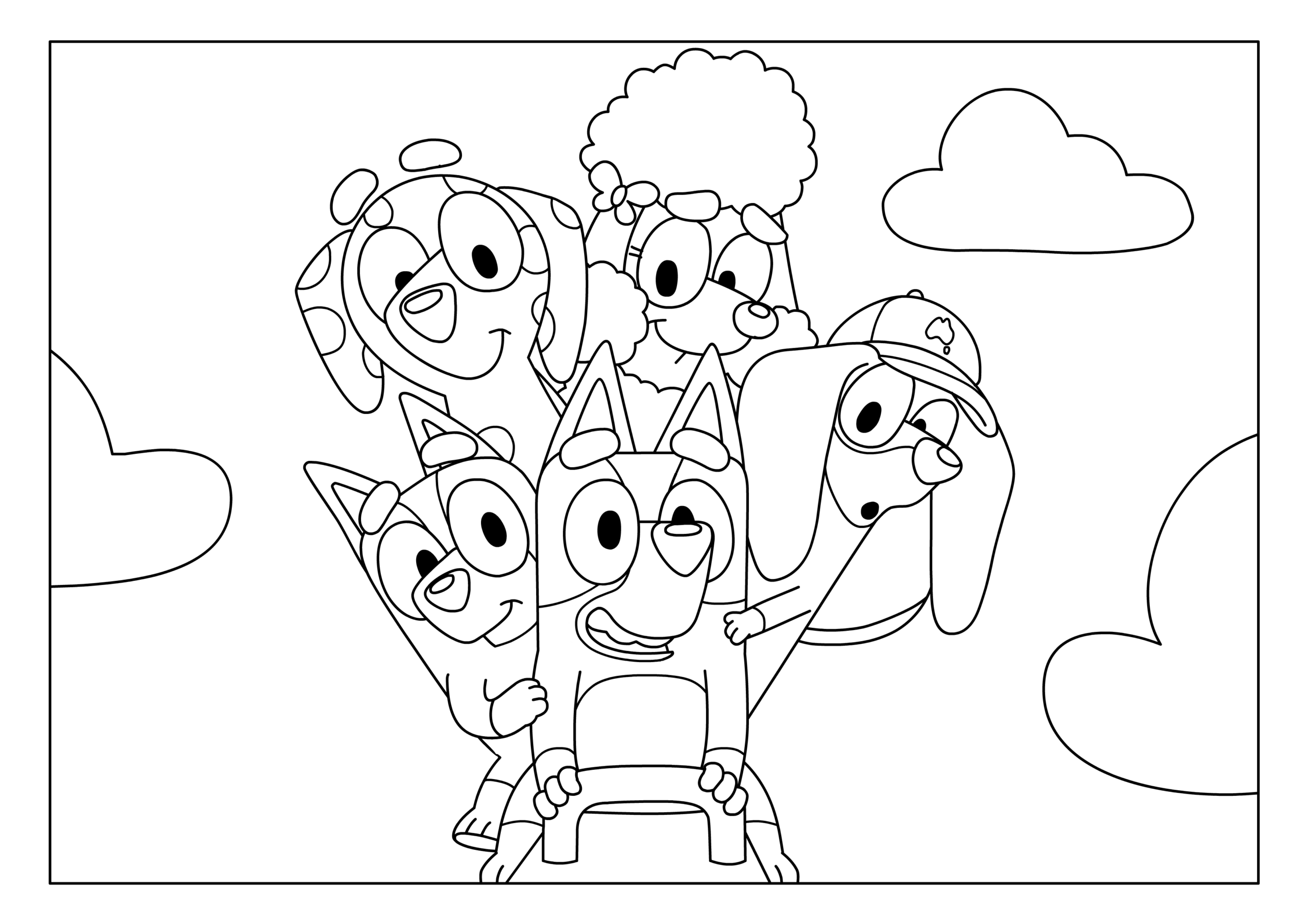 Bluey Coloring Pages Free Printable - Coloring page featuring and friends, perfect for Coloring Pages Free Printable