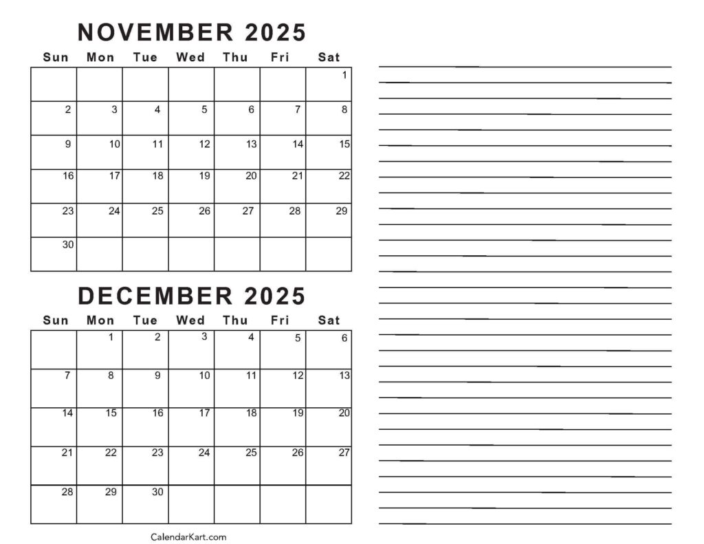 Calendar Printable November And December 2025 – Printable 2026 Calendar Calendar Printable November And December 2025 - Printable 2026 Calendar