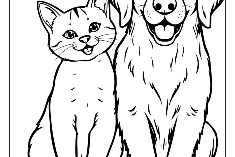 Cat And Dog Coloring Pages Free