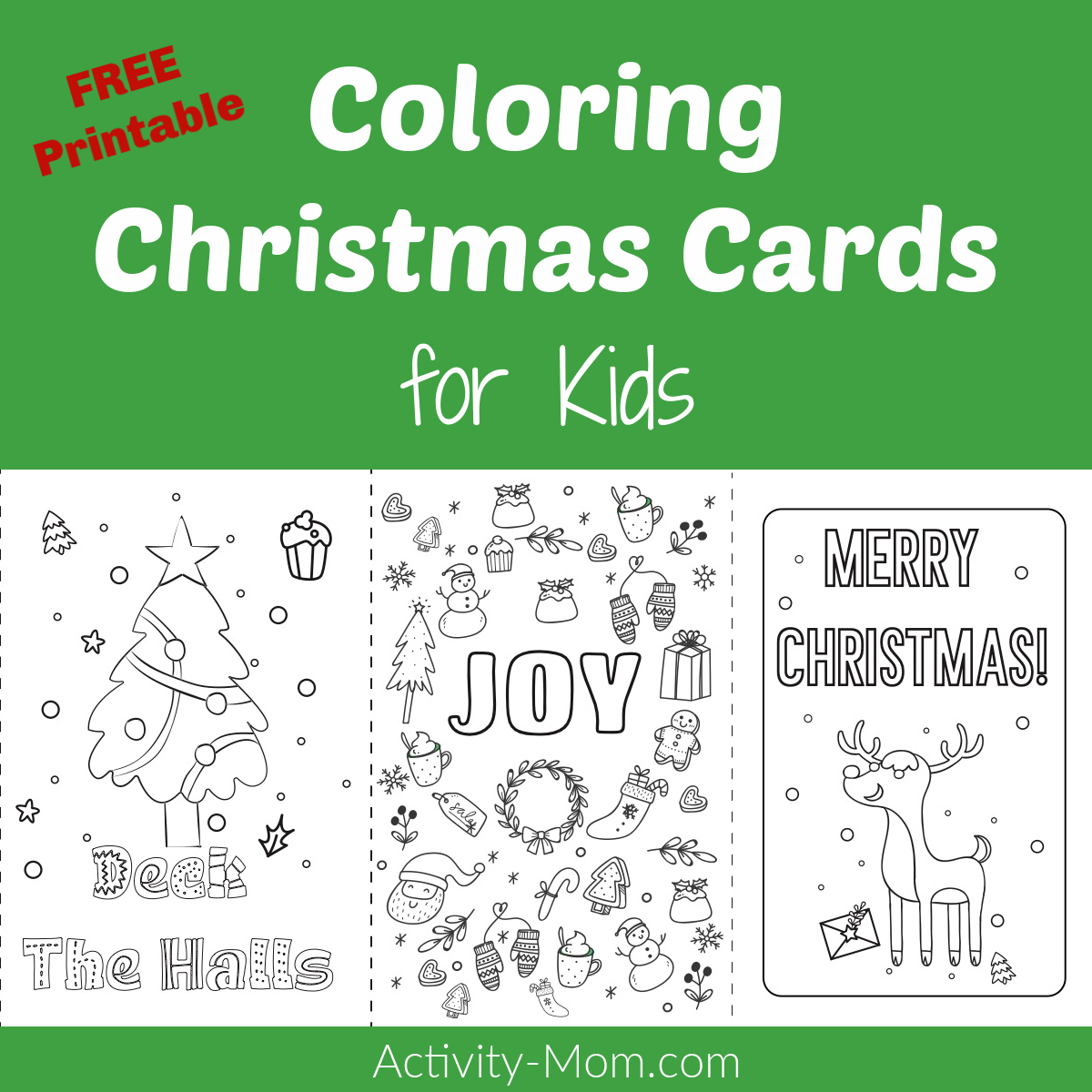 Childrens Christmas Cards To Colour - Printable Kids Coloring Christmas Cards