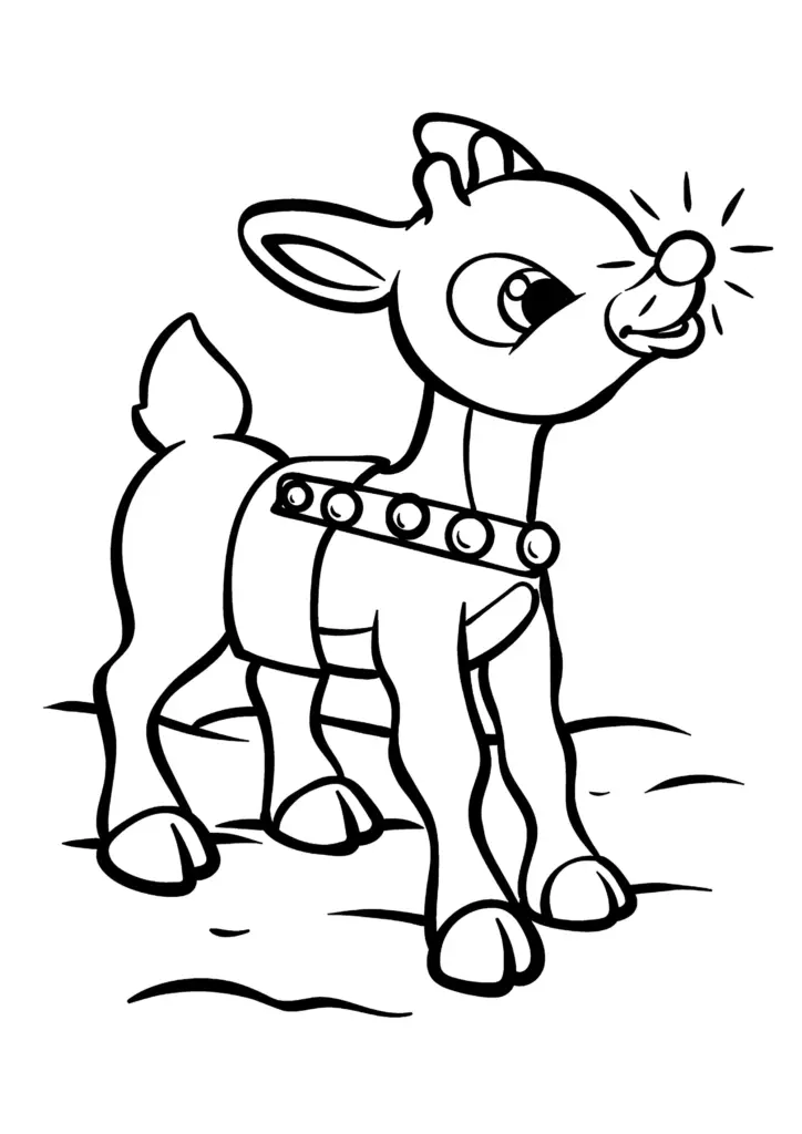 Cute Christmas Reindeer Coloring Page Playful reindeer coloring page, ready for kids to color during the Christmas season