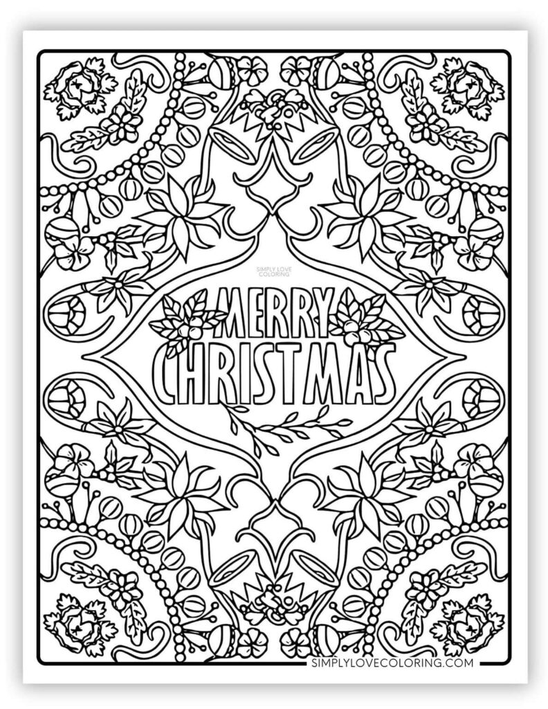Christmas Color Sheets For Adults - Christmas Coloring Pages for Adults (Free PDF Printables) - Simply Love ...
