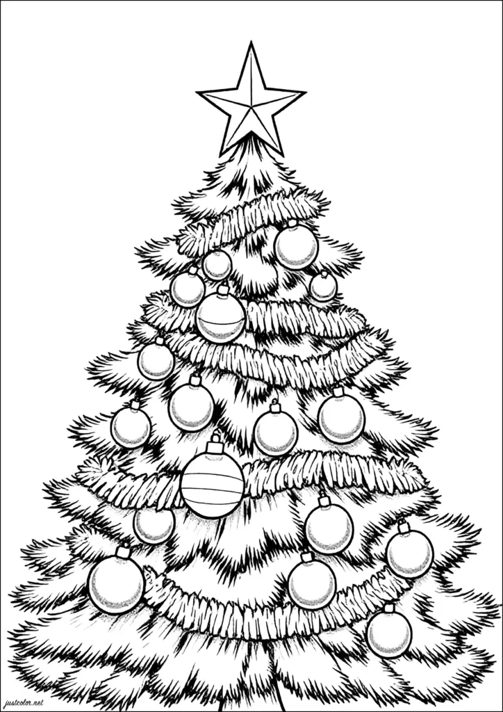 Christmas Color Sheets For Kindergarten – Christmas Tree Coloring Page Free printable Christmas Color Sheets For Kindergarten featuring a decorated Christmas tree