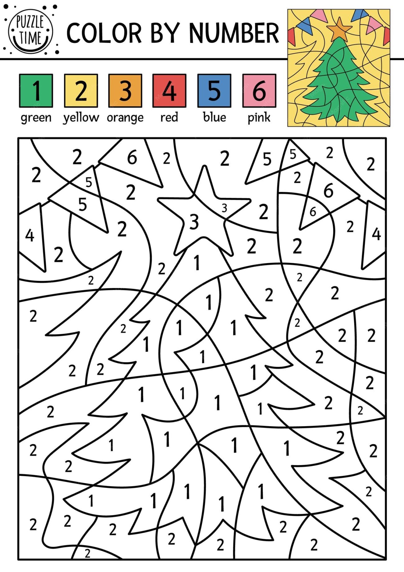 Christmas Colour By Number Printable - Color By Number Christmas Tree