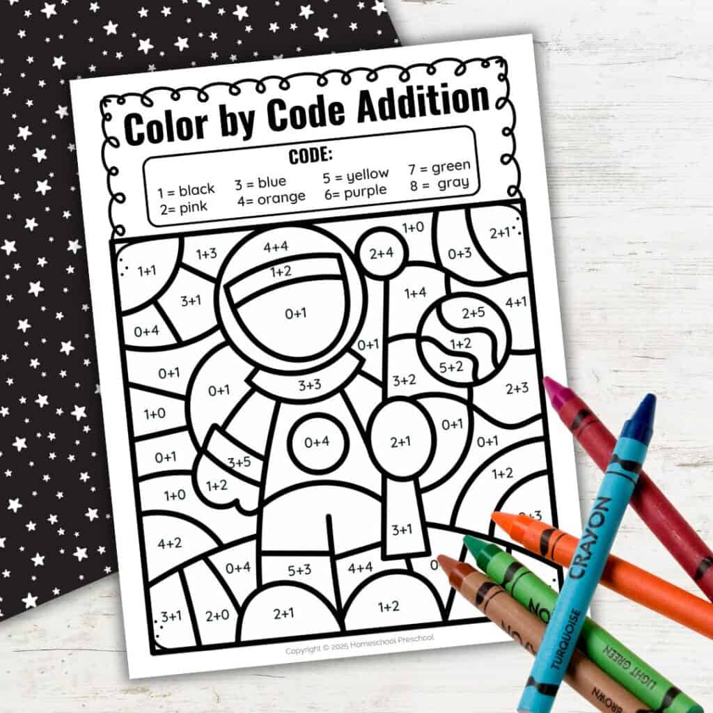 Engaging Color By Code Free Printables featuring addition problems for kids to solve and color