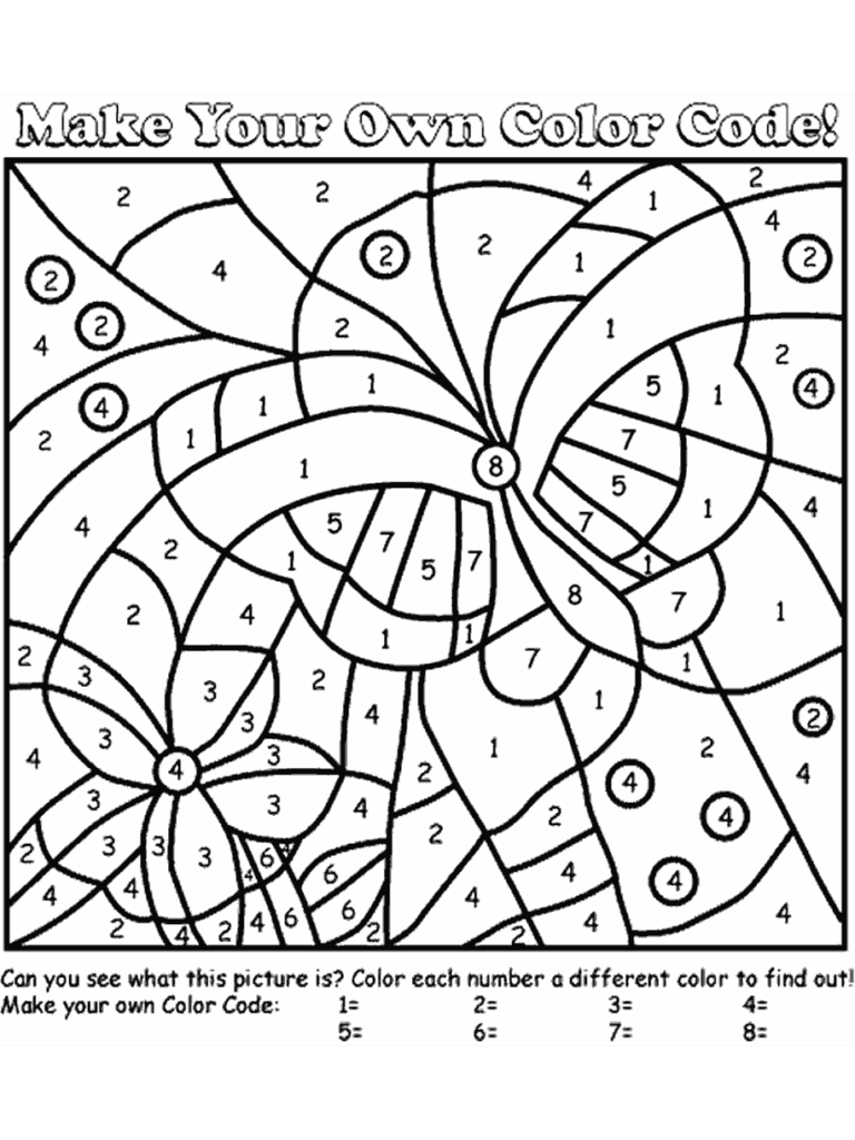 Color by Number Printable – Flower Design Printable color by number worksheet with a flower design and custom color codes