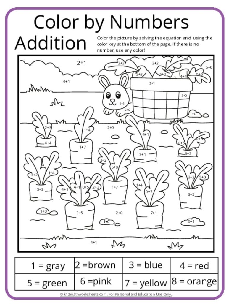 Color By Number Addition 1st Grade Free - Math Color By Number Worksheets For 1st Grade 2 Math Addition