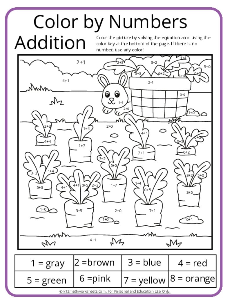 Color By Number Addition 1st Grade Free - Math Color By Number Worksheets For 1st Grade 2 Math Addition