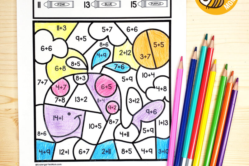 Color By Number Addition Kindergarten