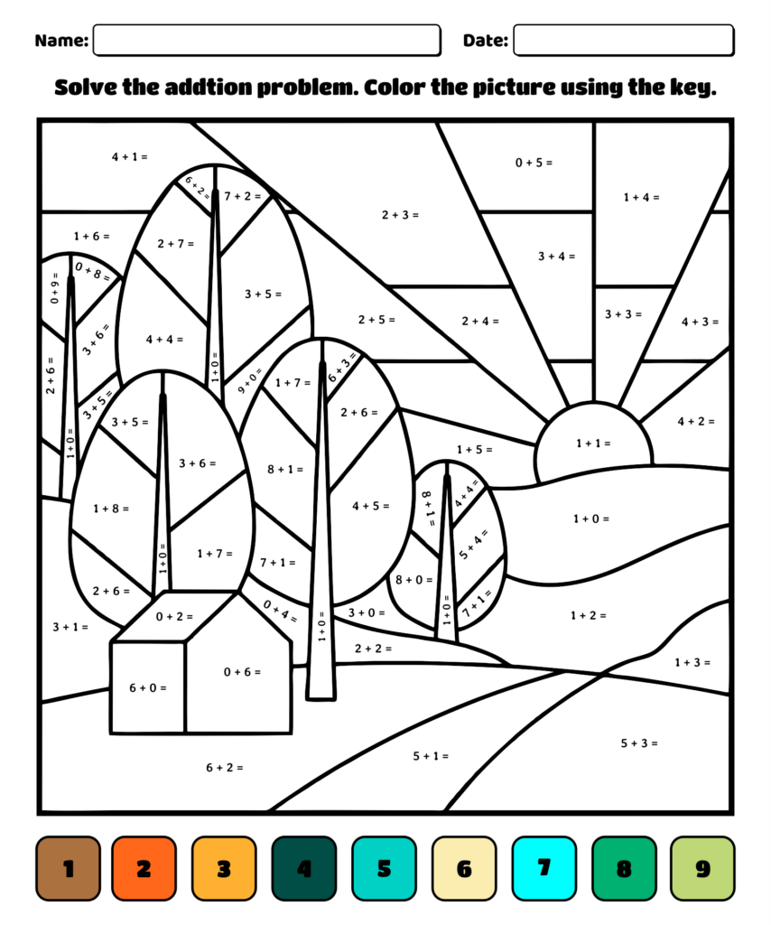 Color By Number Math Worksheets - Jenny Printable