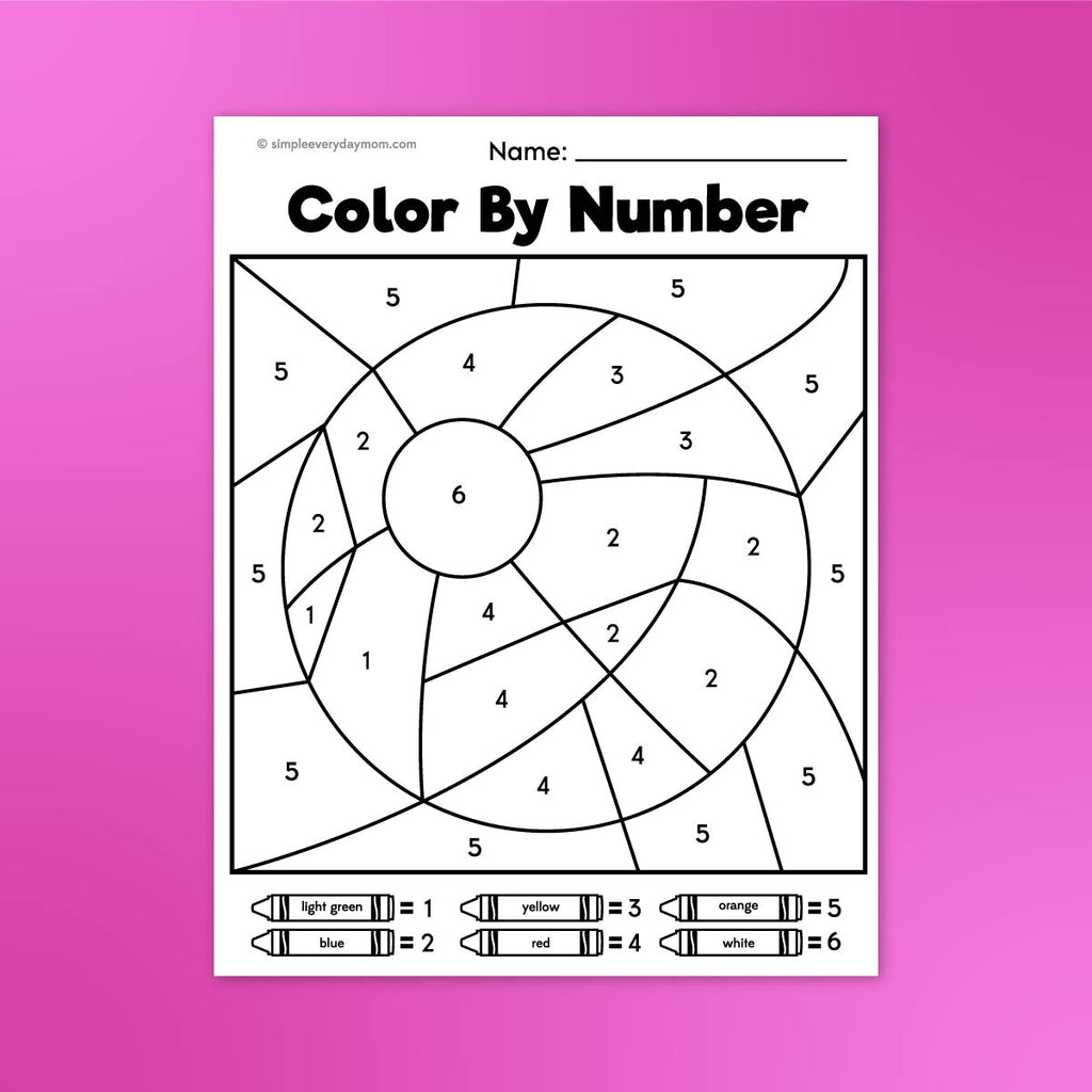 Engaging summer-themed Color By Number Sheets For Kids with a spiral design and color key