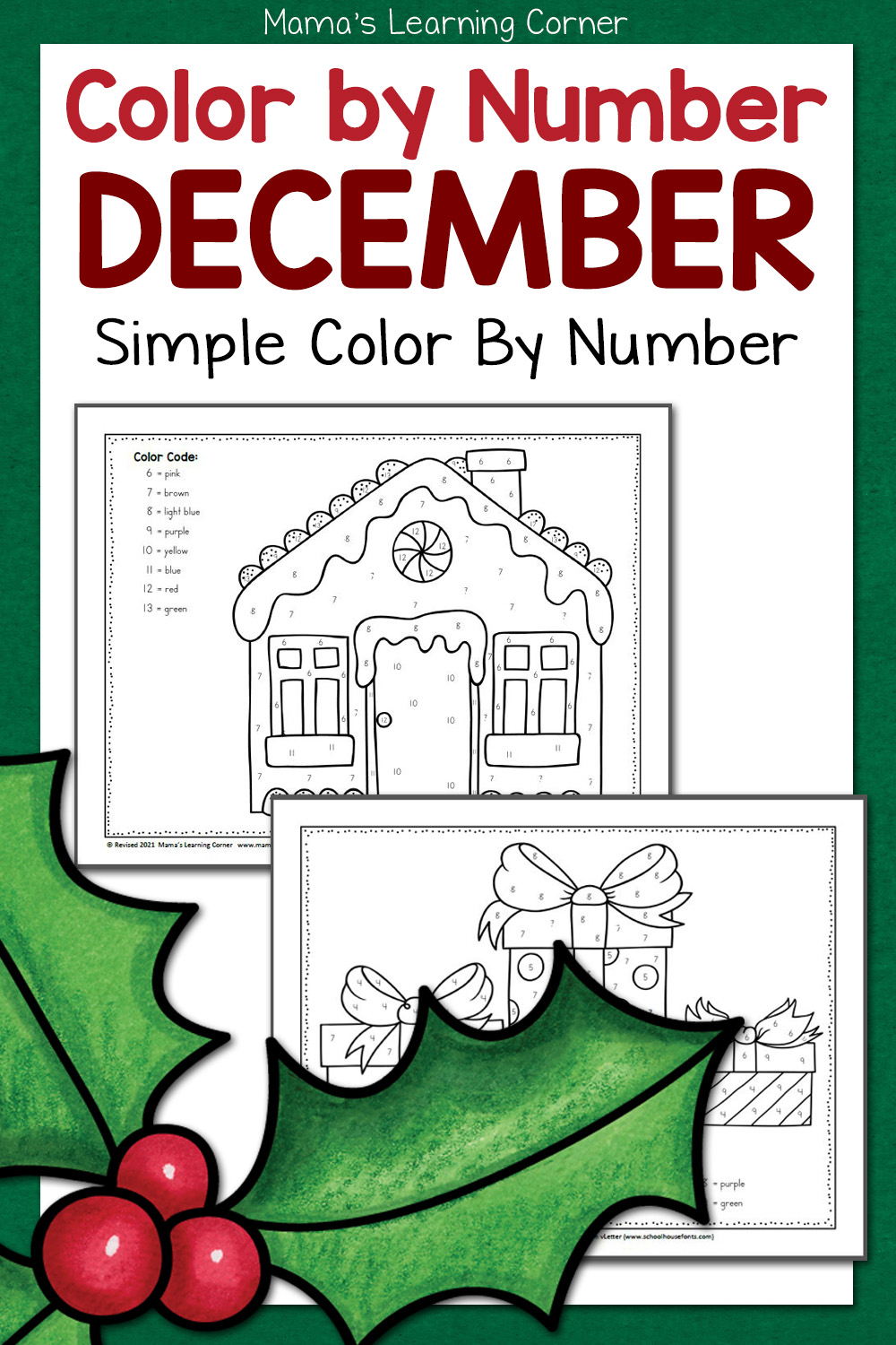 Free printable Color By Number Sheets For Kindergarten featuring holiday-themed s to color