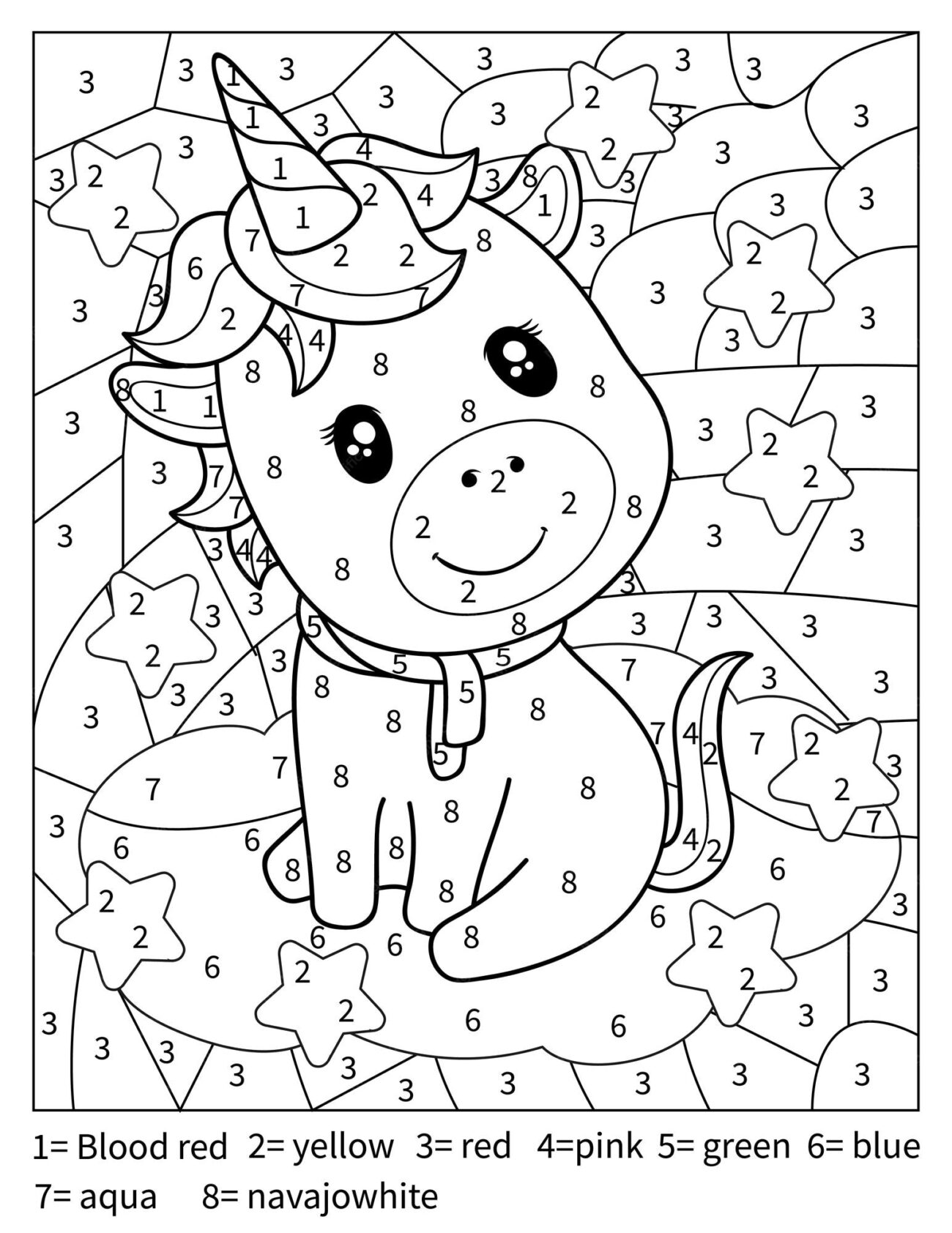 Color By Number To Print - Easy Color By Number Coloring Pages For Kids - Printable Coloring Pages ...