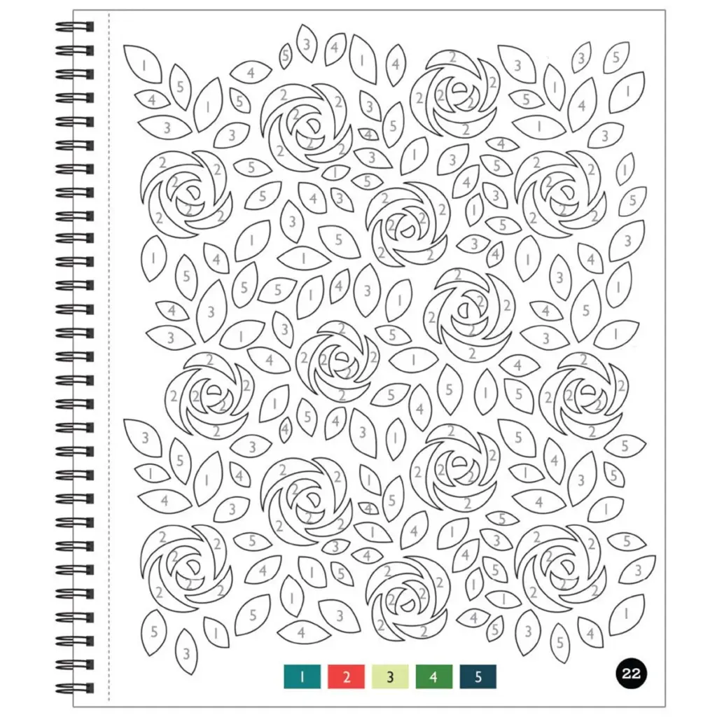 Color By Numbers Coloring Book – Large Print Patterns Large print patterns a Color By Numbers Coloring Book featuring floral designs