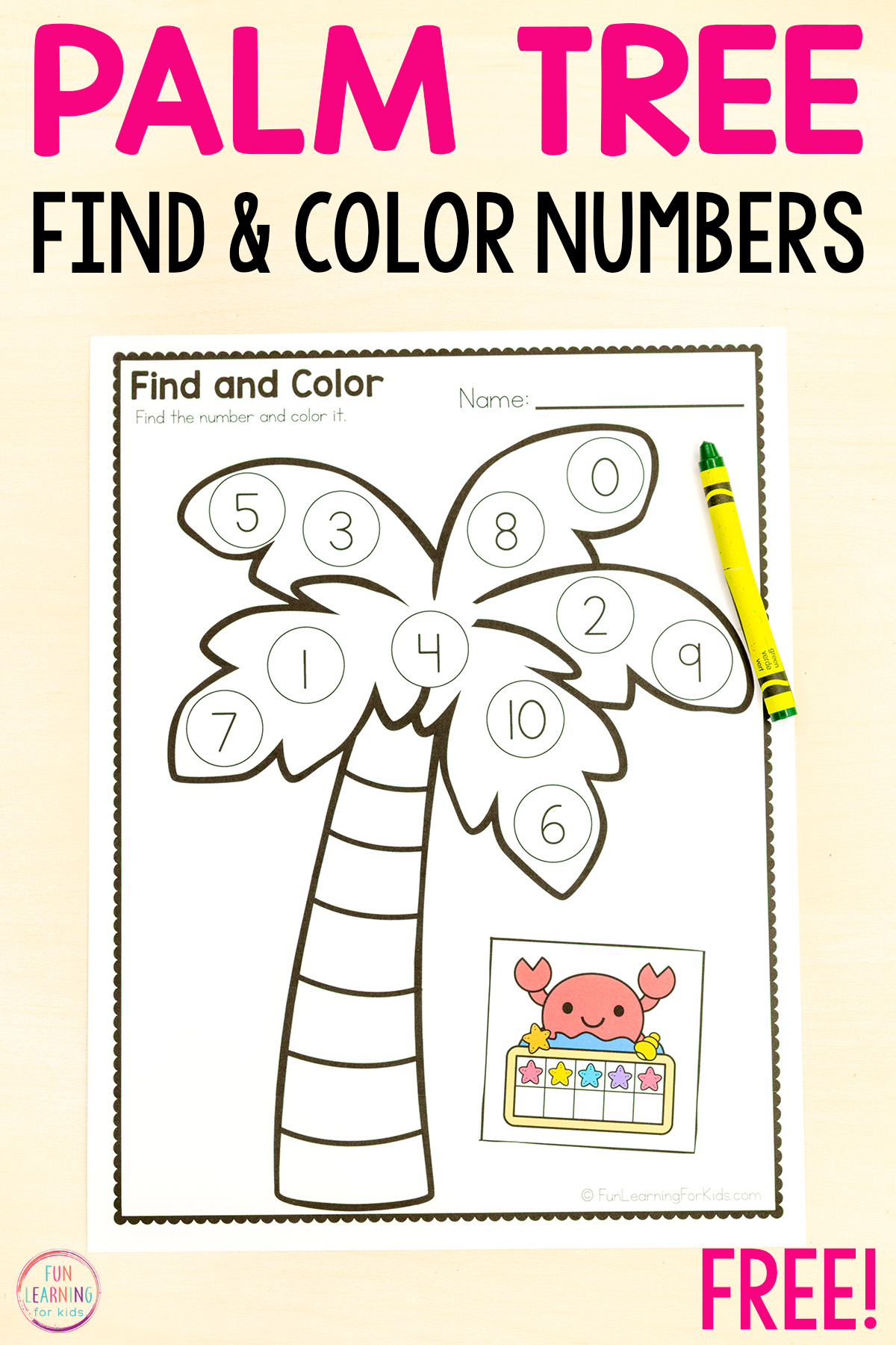 Color By Numbers For Preschool - Engaging palm tree color by numbers activity sheets for preschoolers to enjoy