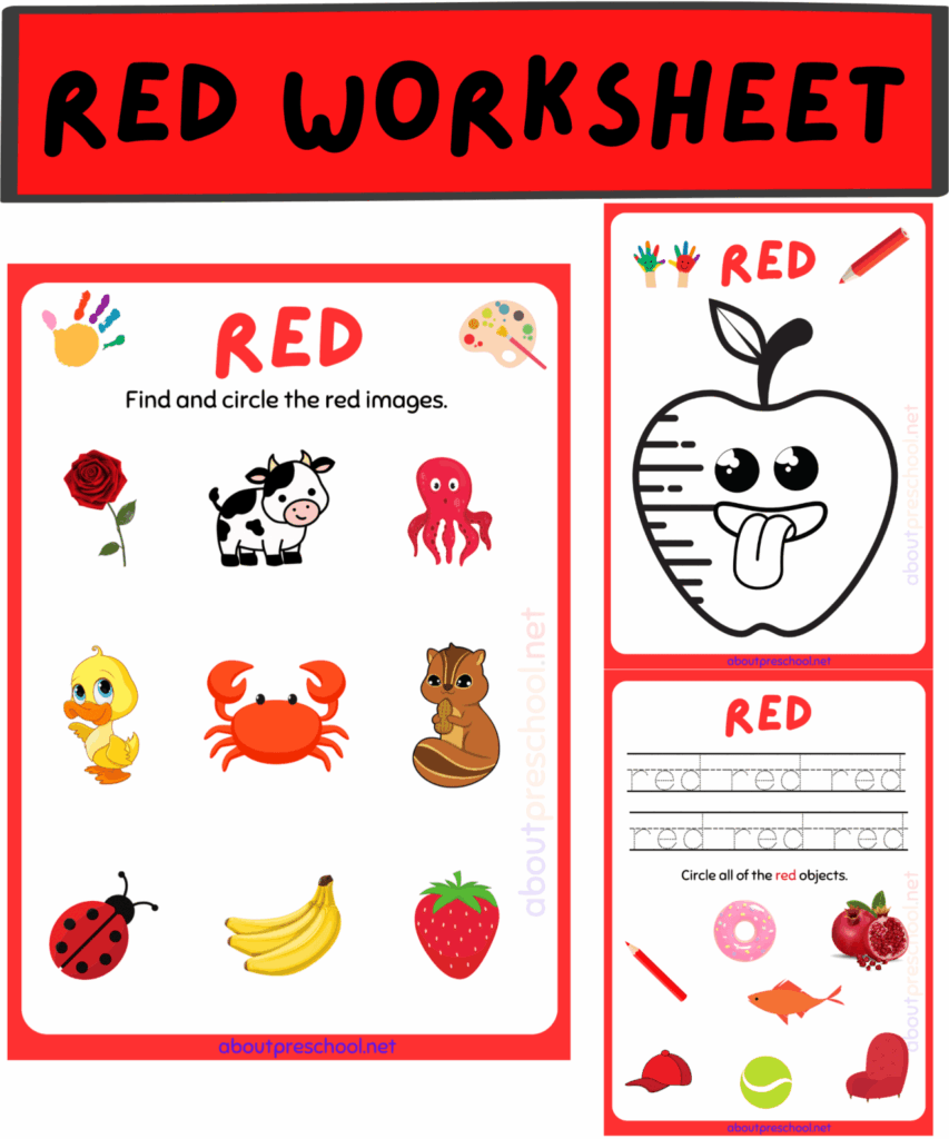 Color Red worksheets for Kindergarten – About Preschool Color Red worksheets for Kindergarten - About Preschool