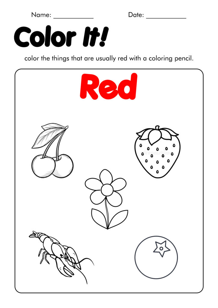 Color Red Worksheets For Preschool - Adriansonfifth