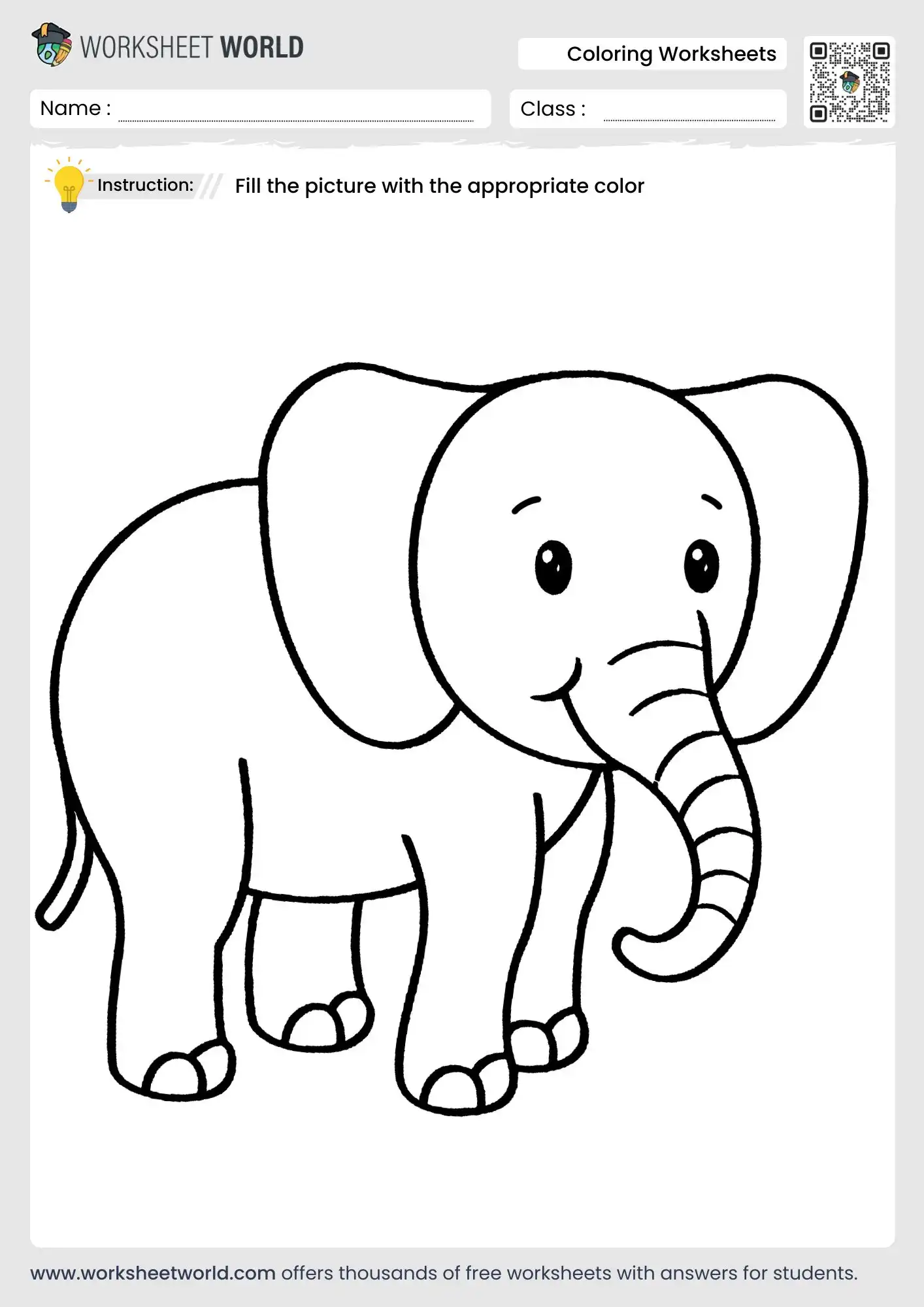 Coloring Pages For Kindergarten Free - Free printable coloring pages for kindergarten featuring a cute elephant to color