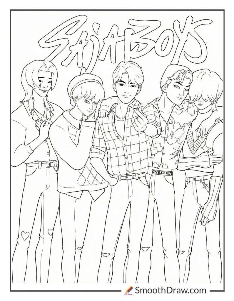 Coloring Pages For Teen Boys - Saja Boys Dance Coloring Page Free Printable