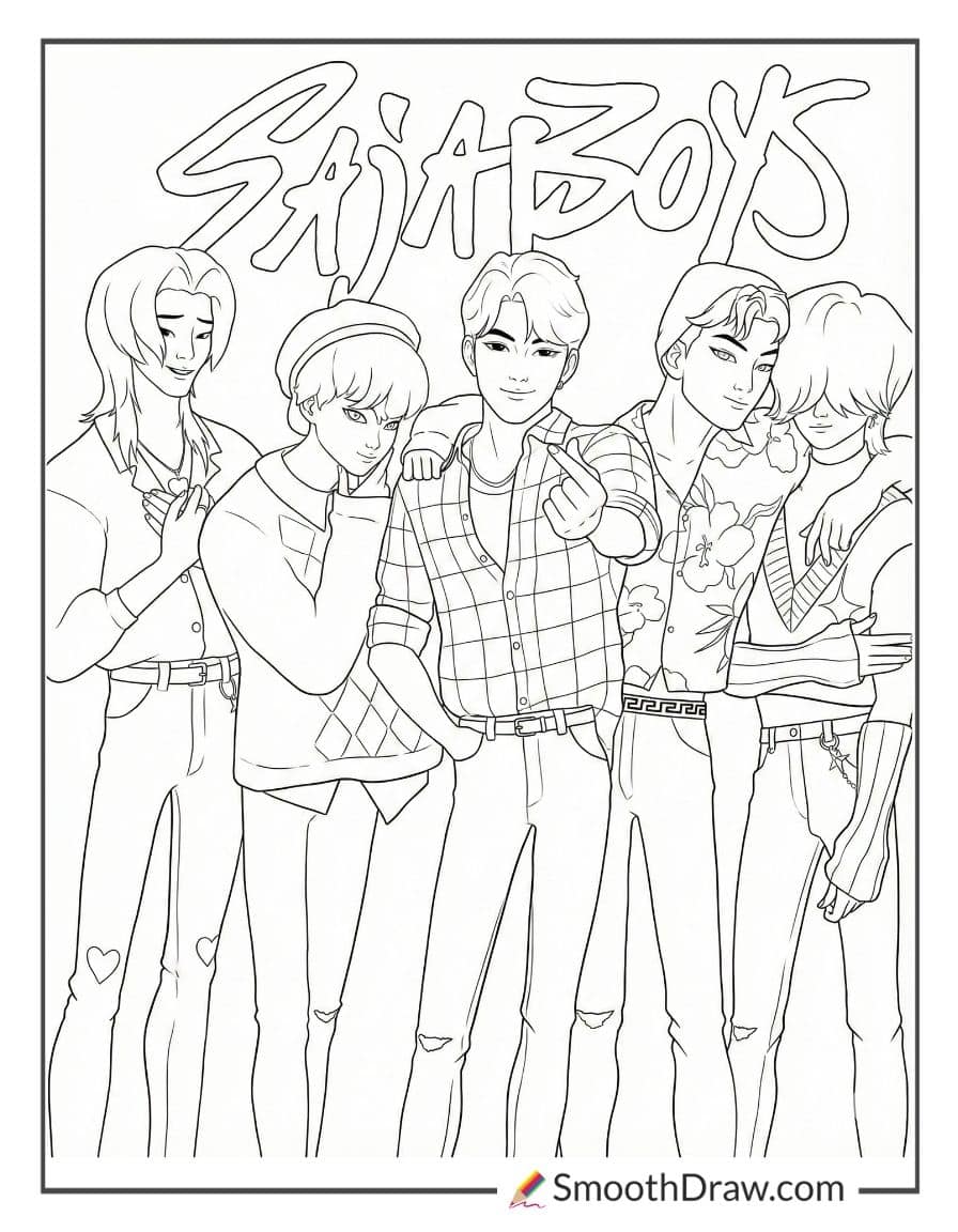 Coloring Pages For Teen Boys - Saja Boys Dance Coloring Page Free Printable