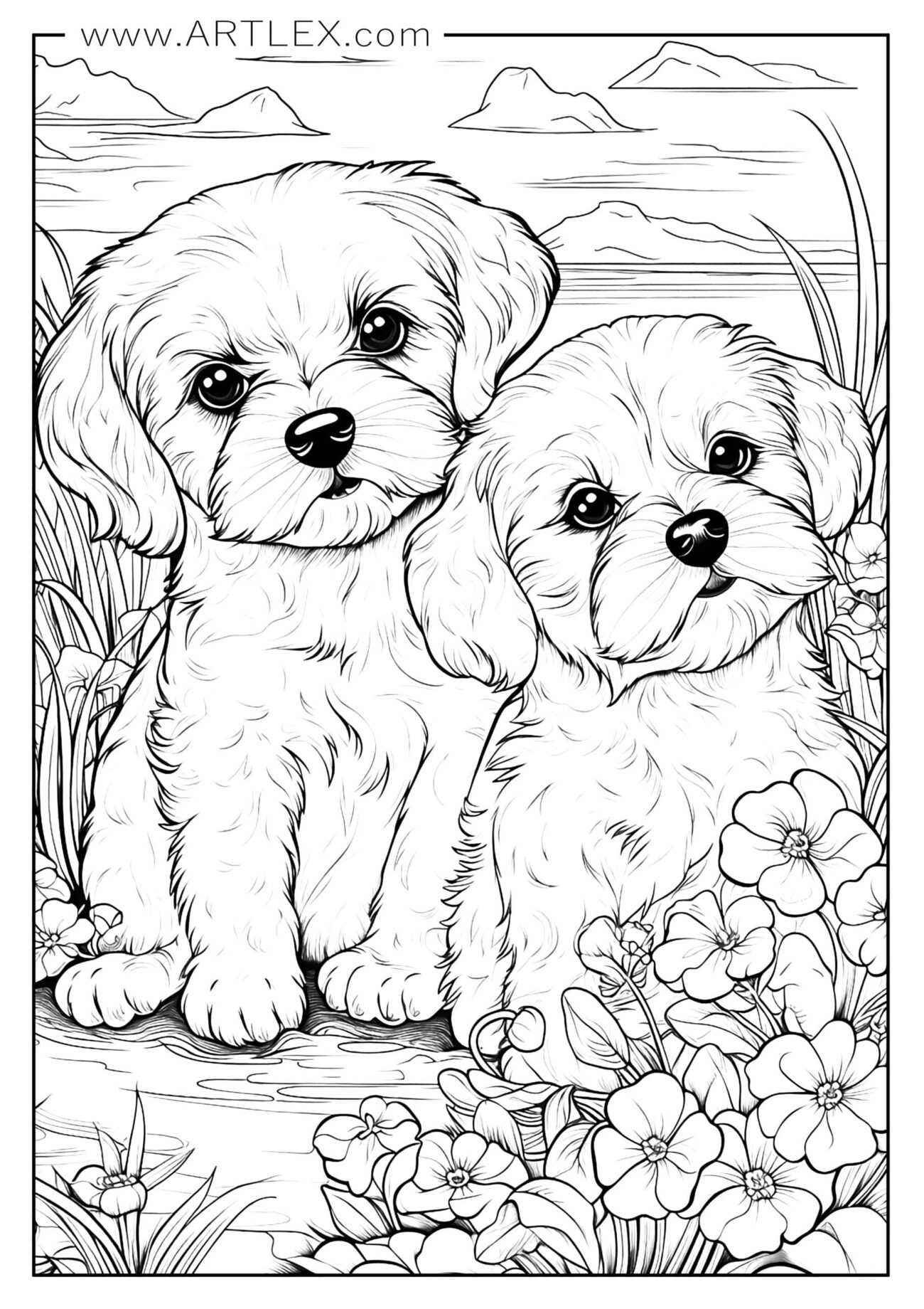 Coloring Pages Of Puppies To Print - Dogs Coloring Pages Free Printable