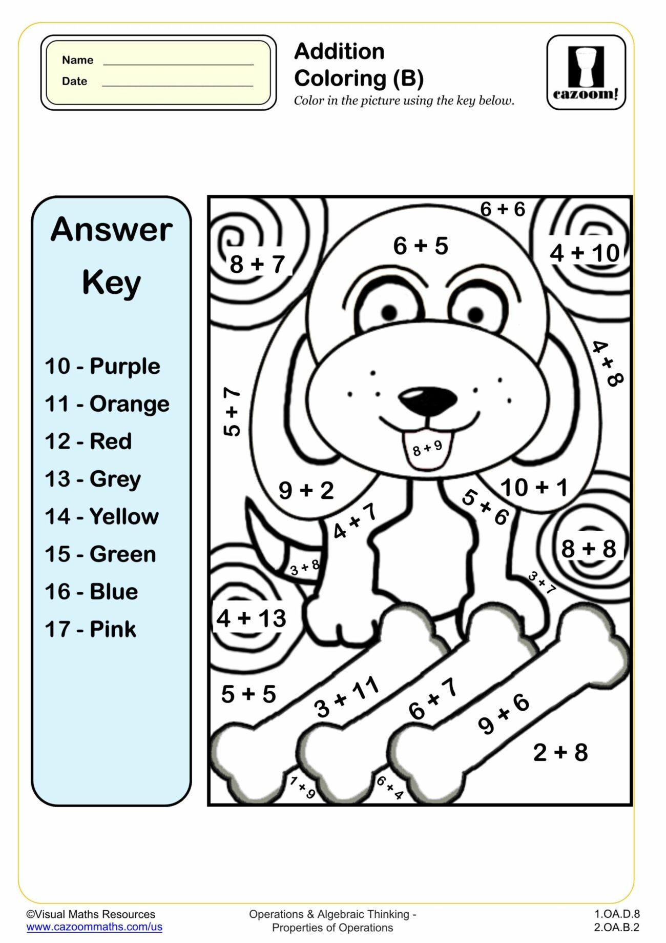 Coloring Sheets For First Graders - Printable 1st Grade Addition Coloring Worksheets - Worksheets Library