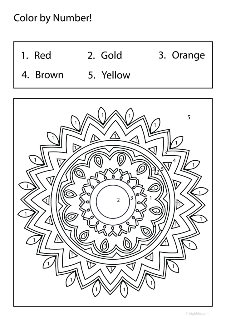 Coloring With Numbers For Adults – Mandala Coloring Page Coloring With Numbers For Adults - Free printable mandala coloring page for adults featuring a color by number design
