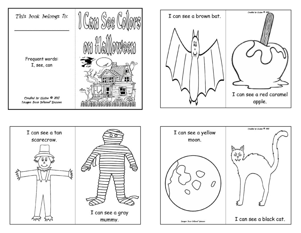 Colors of Halloween Mini Coloring Book Printable Mini coloring book showcasing various Halloween colors and characters