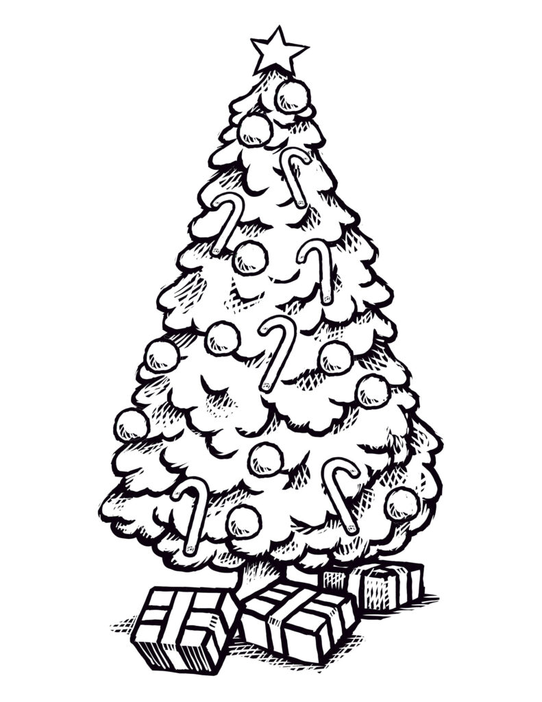 Colour In Christmas Tree Pictures - Christmas Tree Coloring