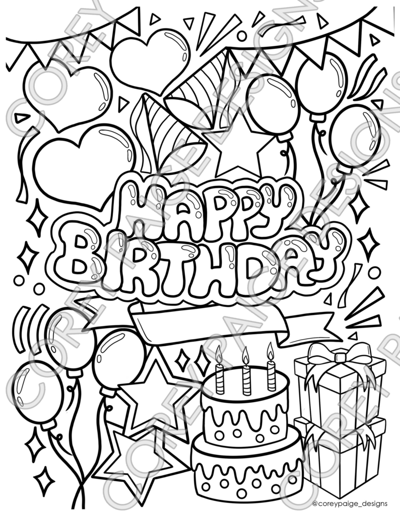 Colouring In Pages Happy Birthday Colouring In Pages Happy Birthday