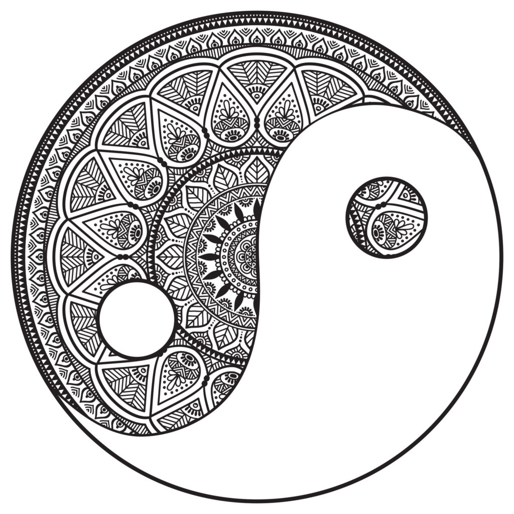 Colouring In Templates For Adults – Intricate Yin Yang Design Intricate Yin Yang design featuring detailed patterns for Colouring In Templates For Adults