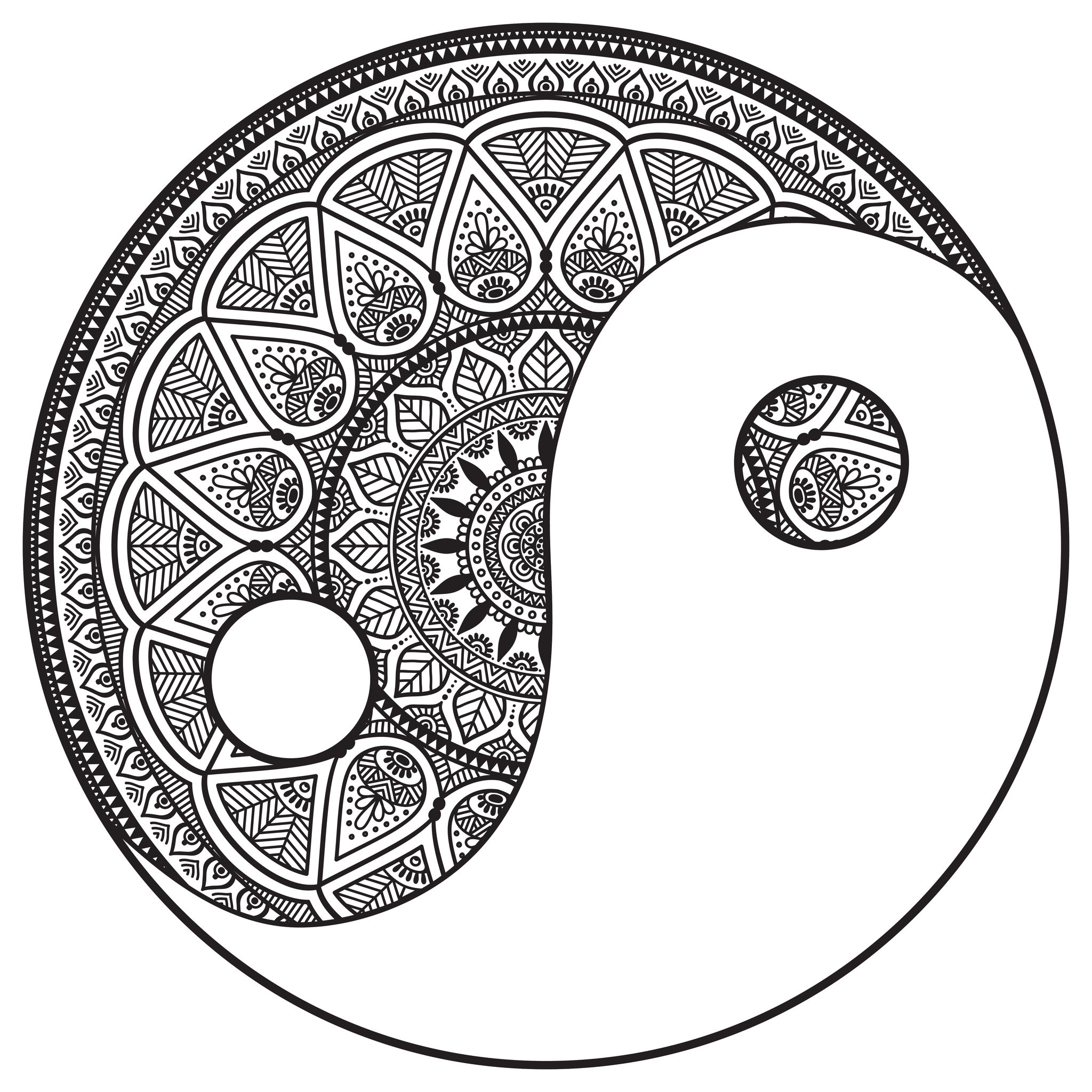 Intricate Yin Yang design featuring detailed patterns for Colouring In Templates For Adults