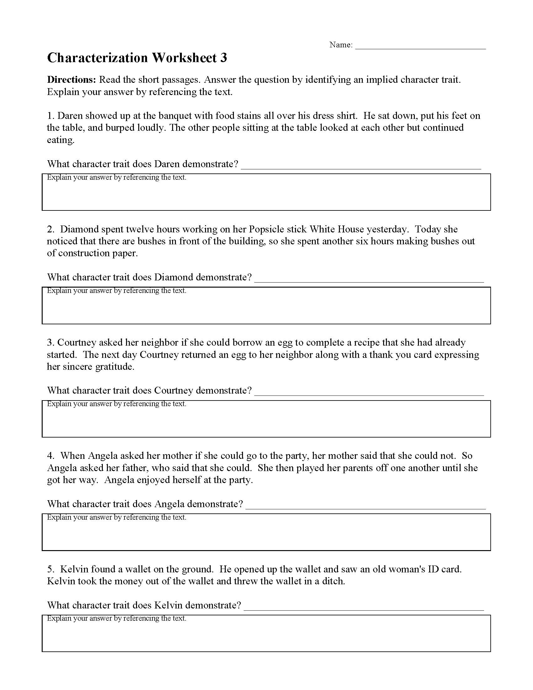 Comprehension Worksheets For 7 Year Olds - Engaging comprehension worksheet for 7 year olds focusing on character traits and