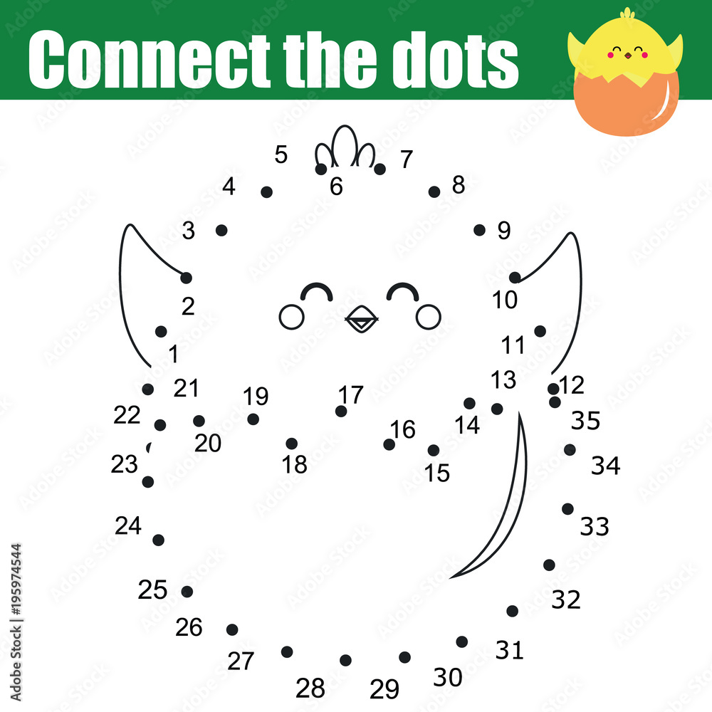 Connect The Dots Numbers Worksheets - Connect the dots by numbers. Children educational game. Printable ...