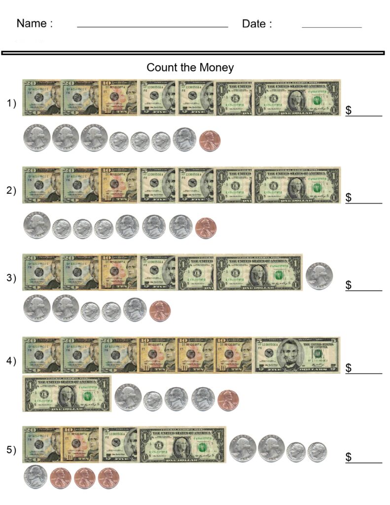 Counting Coins And Bills Worksheets – Money Worksheets – Counting United States Bills and Coins – Made By … Counting Coins And Bills Worksheets - Money Worksheets - Counting United States Bills and Coins - Made By ...