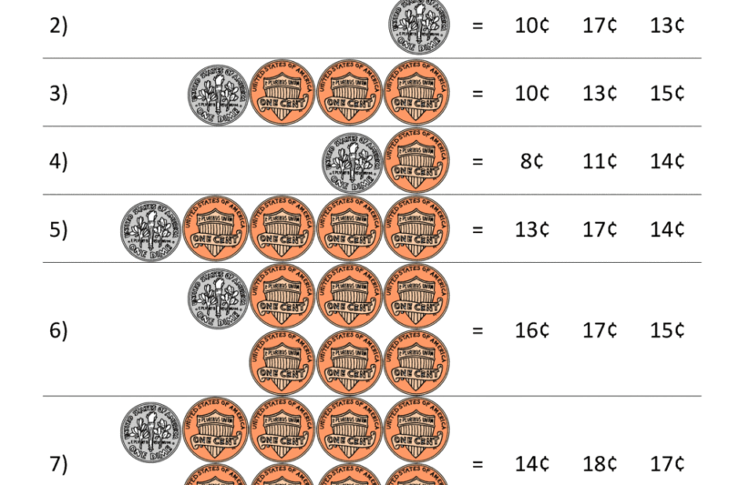 Counting Pennies And Dimes Worksheets