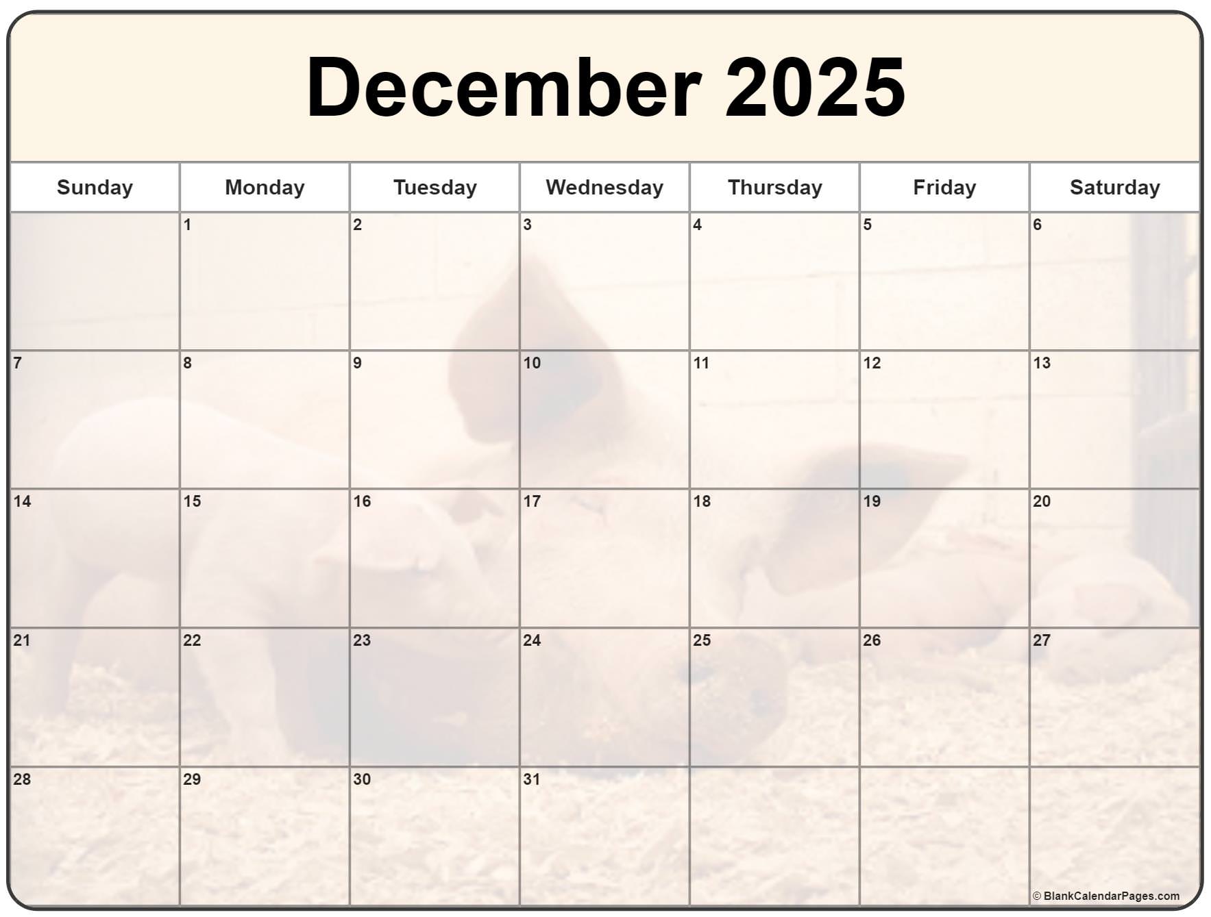 Cute December 2025 Calendar Printable featuring a simple layout with blank spaces for notes