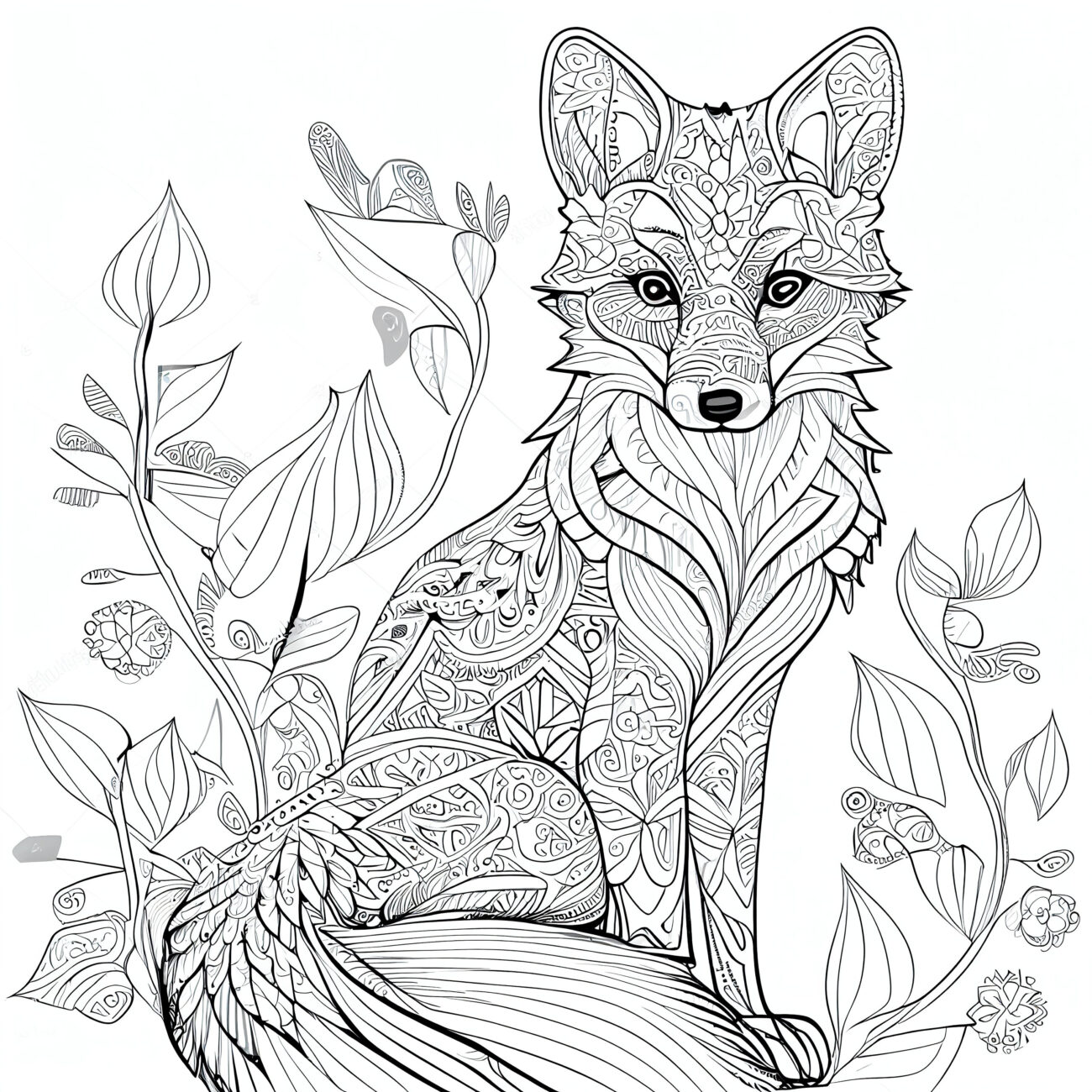 Cute Printable Coloring Pages For Adults - 12 Pack Stress Relief Coloring Pages, Cute Fox Digital Print, Filigree ...